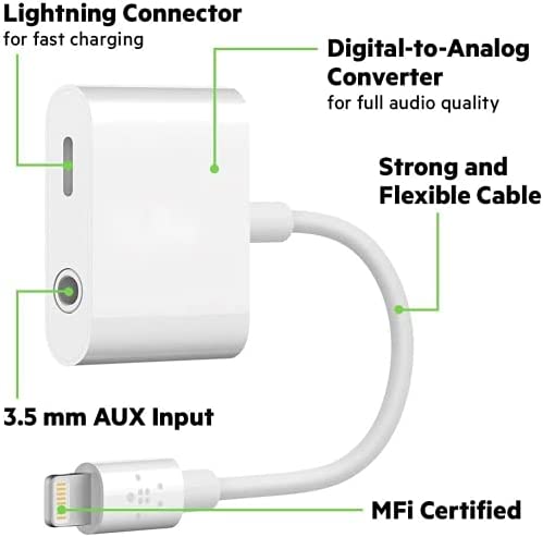 Headphone Adapter, 2 Pack 2 in 1 Lightning to 3.5mm Aux Audio and Charge Jack Adapter Splitter Dongle for iPhone 14 13 12 11 Pro Max XS XR X 8 7 6 iPad, Support iOS 16 - Image 2
