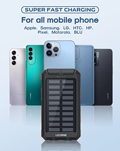 Solar Charger Power Bank Fast Charging - 30000mAh Portable Solar Phone Battery Panel Charger, QC3.0 Dual USB Port Battery Pack Charger Portable for All Cell Phones & Electronic Devices (Orange) - Image 6