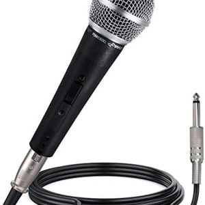 Pyle Professional Dynamic Vocal Microphone - Moving Coil Dynamic Cardioid Unidirectional Handheld Microphone with ON/OFF Switch Includes 15ft XLR Audio Cable to 1/4'' Audio Connection - PDMIC59