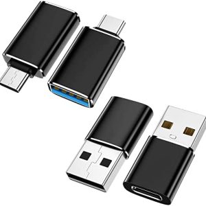 𝟮𝟬𝟮𝟯 𝐔𝐩𝐠𝐫𝐚𝐝𝐞𝐝 [4 Pack] USB C to USB Adapter (2 Pack)&USB to USB C Adapter (2 Pack) [Aluminum Shell] SuperSpeed Data Transfer & Fast Charging for iPhone/PC/Samsung/iPad/Laptop/MacBook/etc